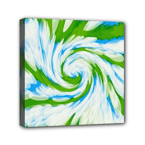 Tie Dye Green Blue Abstract Swirl Mini Canvas 6  X 6  by BrightVibesDesign