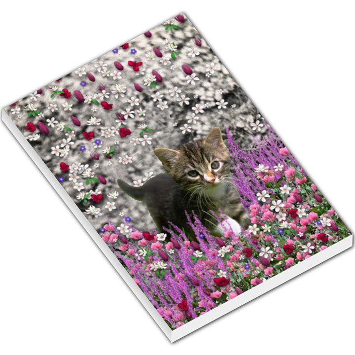 Emma In Flowers I, Little Gray Tabby Kitty Cat Large Memo Pads