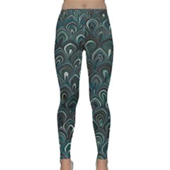 Peacock Pattern Teal Yoga Leggings by Bermudezyns