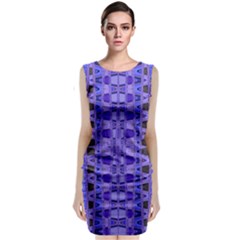 Blue Black Geometric Pattern Classic Sleeveless Midi Dress