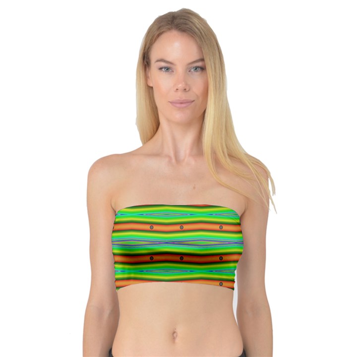 Bright Green Orange Lines Stripes Bandeau Top