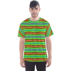 Bright Green Orange Lines Stripes Men s Sport Mesh Tee