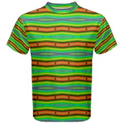 Bright Green Orange Lines Stripes Men s Cotton Tee by BrightVibesDesign