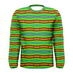 Bright Green Orange Lines Stripes Men s Long Sleeve Tee