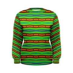 Bright Green Orange Lines Stripes Women s Sweatshirt