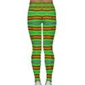 Bright Green Orange Lines Stripes Yoga Leggings View2