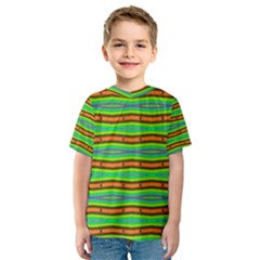 Bright Green Orange Lines Stripes Kid s Sport Mesh Tee