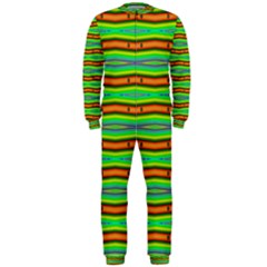 Bright Green Orange Lines Stripes Onepiece Jumpsuit (men)  by BrightVibesDesign
