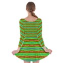 Bright Green Orange Lines Stripes Long Sleeve Skater Dress View2