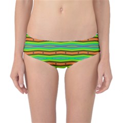 Bright Green Orange Lines Stripes Classic Bikini Bottoms