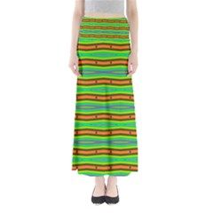 Bright Green Orange Lines Stripes Maxi Skirts
