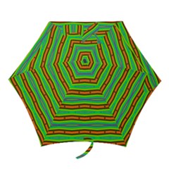 Bright Green Orange Lines Stripes Mini Folding Umbrellas