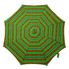 Bright Green Orange Lines Stripes Hook Handle Umbrellas (Medium)