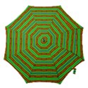 Bright Green Orange Lines Stripes Hook Handle Umbrellas (Medium) View1