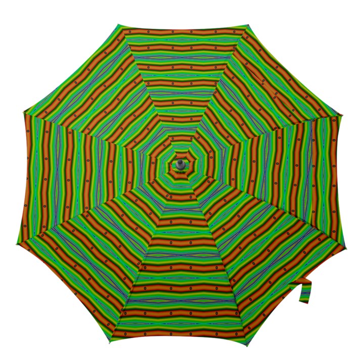 Bright Green Orange Lines Stripes Hook Handle Umbrellas (Large)