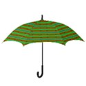 Bright Green Orange Lines Stripes Hook Handle Umbrellas (Large) View3