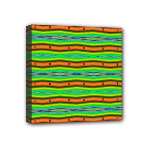 Bright Green Orange Lines Stripes Mini Canvas 4  x 4 