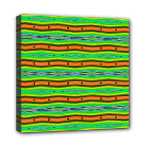 Bright Green Orange Lines Stripes Mini Canvas 8  x 8 