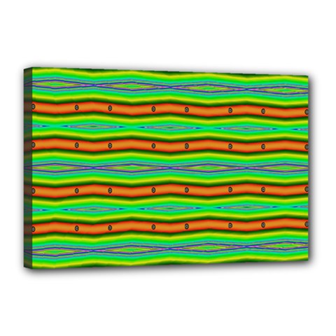 Bright Green Orange Lines Stripes Canvas 18  x 12 