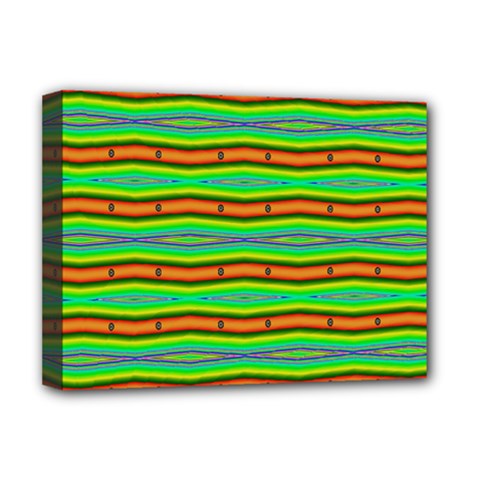 Bright Green Orange Lines Stripes Deluxe Canvas 16  x 12  