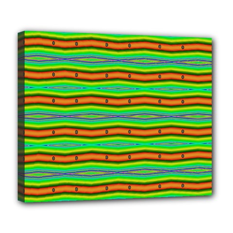 Bright Green Orange Lines Stripes Deluxe Canvas 24  x 20  