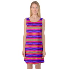 Bright Pink Purple Lines Stripes Sleeveless Satin Nightdress by BrightVibesDesign