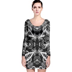 Mathematical Long Sleeve Velvet Bodycon Dress by MRTACPANS