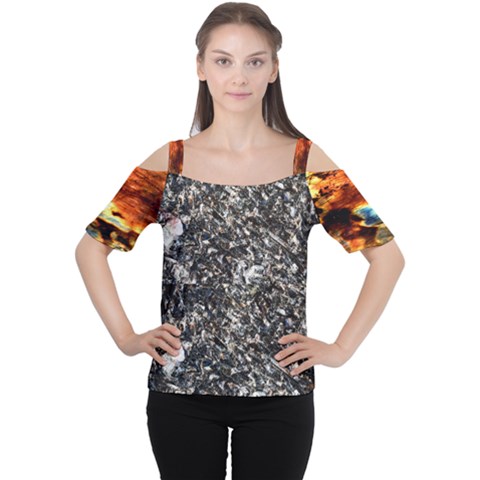 Sparkly Rox Flame 1, Women s Cutout Shoulder Tee by UniqueCre8ion