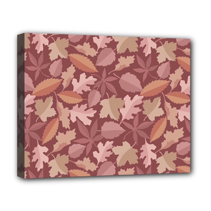 Marsala Leaves Pattern Deluxe Canvas 20  x 16  