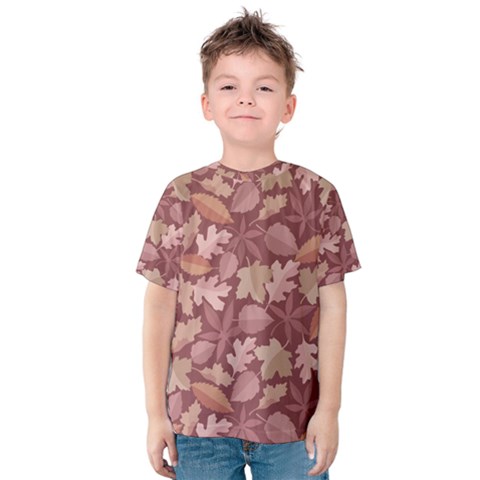 Marsala Leaves Pattern Kid s Cotton Tee by sifis