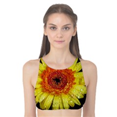 Yellow Flower Close Up Tank Bikini Top