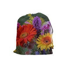 Colorful Flowers Drawstring Pouches (large)  by MichaelMoriartyPhotography