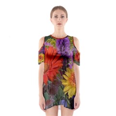 Colorful Flowers Cutout Shoulder Dress by MichaelMoriartyPhotography