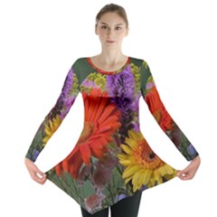 Colorful Flowers Long Sleeve Tunic  by MichaelMoriartyPhotography