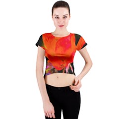 Red Beauty Crew Neck Crop Top by MichaelMoriartyPhotography