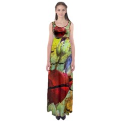 Rusty Globe Mallow Flower Empire Waist Maxi Dress