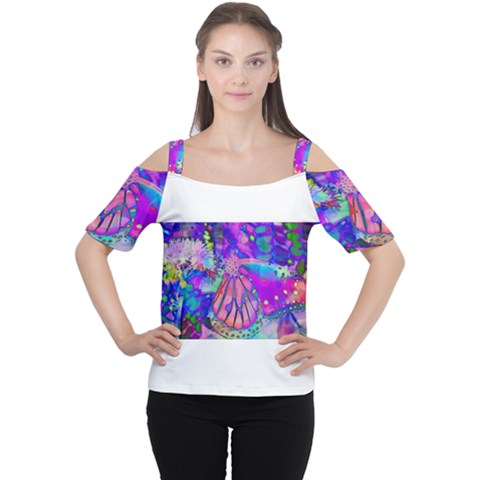 Psychedelic Butterfly Women s Cutout Shoulder Tee by MichaelMoriartyPhotography