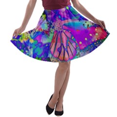 Psychedelic Butterfly A-line Skater Skirt by MichaelMoriartyPhotography