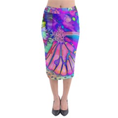 Psychedelic Butterfly Midi Pencil Skirt