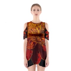 Marigold On Black Cutout Shoulder Dress by MichaelMoriartyPhotography