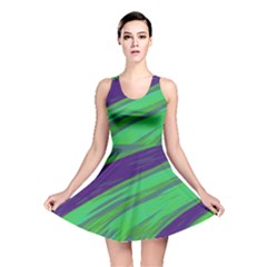 Swish Green Blue Reversible Skater Dress by BrightVibesDesign