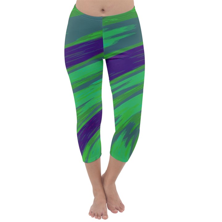 Swish Green Blue Capri Winter Leggings 