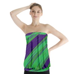 Swish Green Blue Strapless Top by BrightVibesDesign