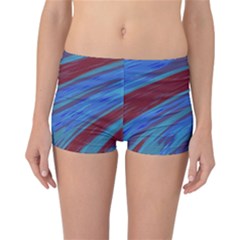 Swish Blue Red Abstract Reversible Boyleg Bikini Bottoms by BrightVibesDesign