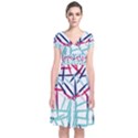 Strokes                                   Short Sleeve Front Wrap Dress View1