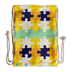 Puzzle Pieces                                                                     Large Drawstring Bag by LalyLauraFLM