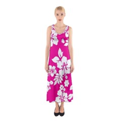 Pink Hawaiian Sleeveless Maxi Dress