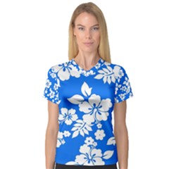 Blue Hawaiian Women s V-neck Sport Mesh Tee