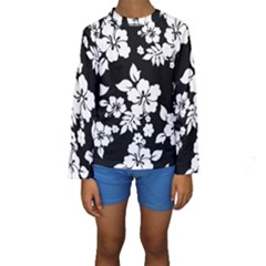 Black And White Hawaiian Kid s Long Sleeve Swimwear by AlohaStore