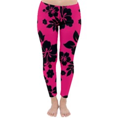 Dark Pink Hawaiian Winter Leggings 